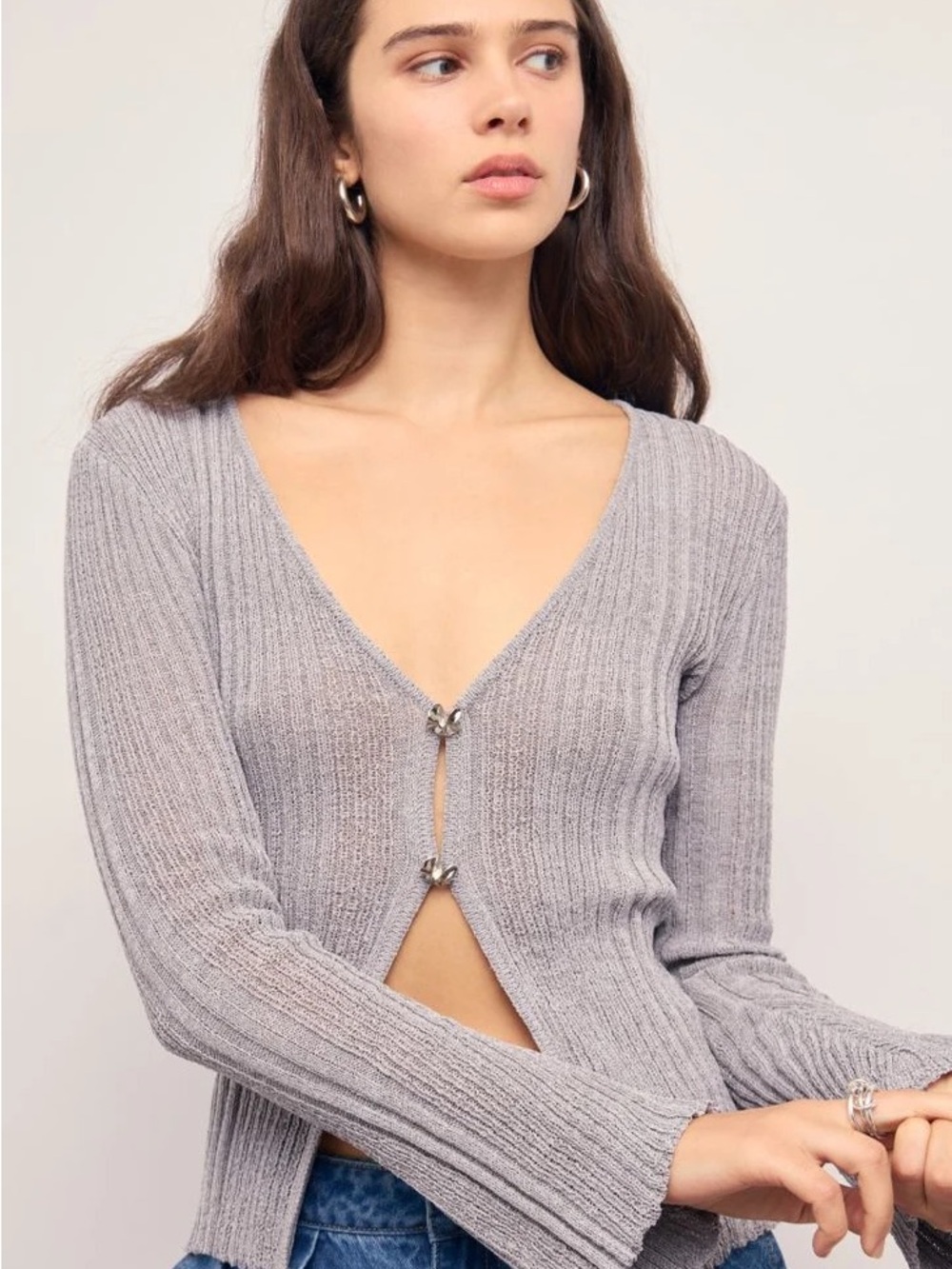 Minkpink grey knit cardigan